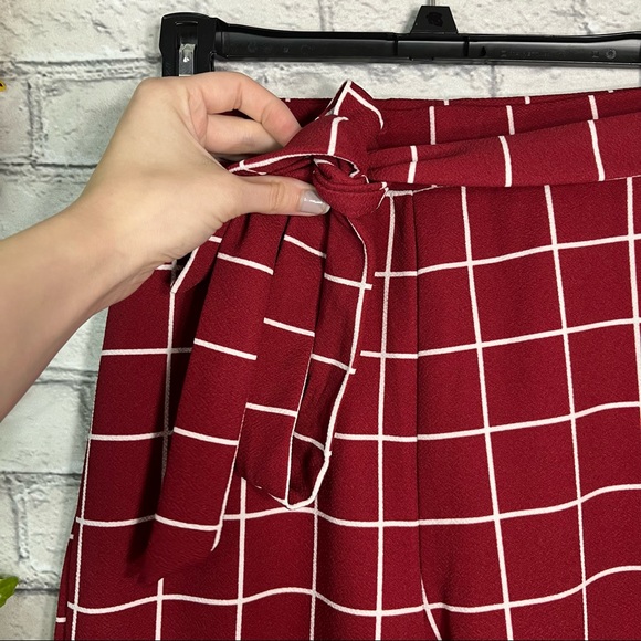 „🌸5/$25🌸NWOT Shein Plaid/ Grid Self Belted Pants Size large - Picture 6 of 16